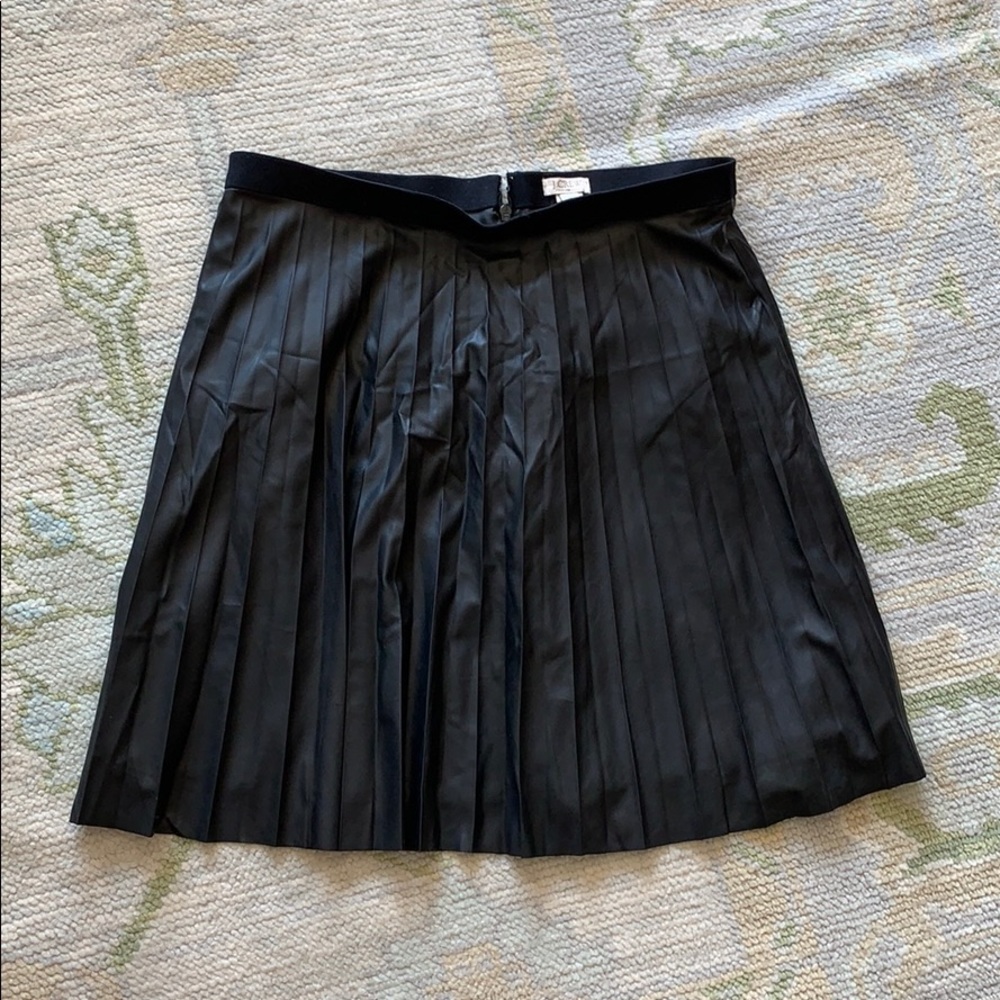J. Crew leather pleated skirt
